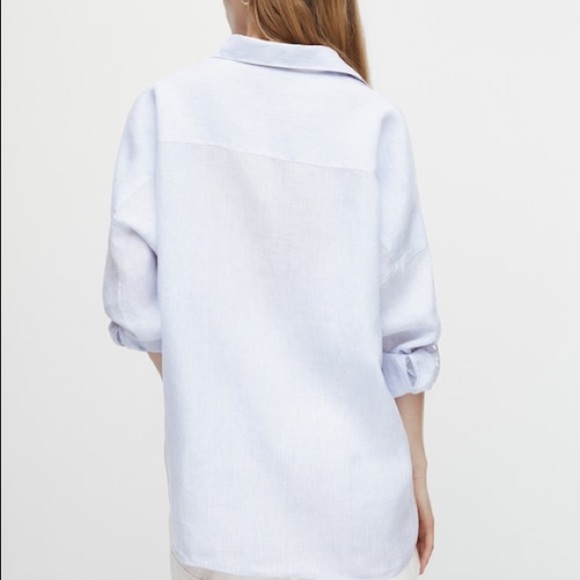 Massimo Dutti Blue/White Striped 100% Linen Flowing Shirt. Size L. - Picture 6 of 10